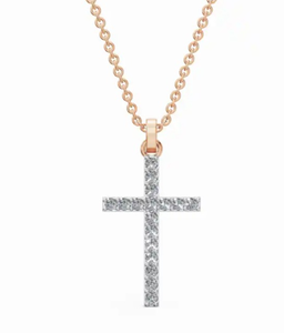Faithlight 0.340 Carat Lab Grown Diamond <b>Cross</b> <b>Pendant</b> 17 Piece Brilliant Necklace 9K 14K 18K Yellow Rose White Gold Jewelry - Product Image 1