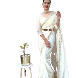 Dernier Créateur Georgette Silk Prêt à Porter Sequence Saree By Fab Zone - Product Image 1