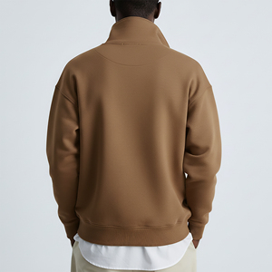 Sudadera con capucha de invierno para mujer, extragrande, de color liso, con cremallera de cuarto, con logotipo bordado personalizado, de ajuste holgado y peso pesado, al por mayor - Product Image 4