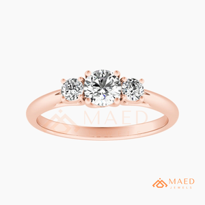 Rose Gold Three <b>Stone</b> Moissanite Engagement Ring mossonite Diamond Bridal Jewelry Women USA Anniversary - Product Image 5