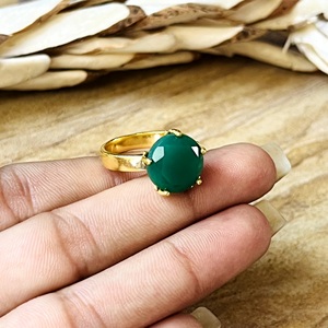 Trendy New Design Green Onyx <b>Rings</b> Boho Brass <b>Ring</b> for Women 18k Gold Plated <b>Dainty</b> Solitaire Fashion <b>Ring</b> For Wholesale/OEM/ODM - Product Image 2