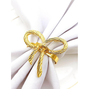 Ensemble de porte-serviettes en or de luxe pour banquet de mariage, porte-serviettes élégant en métal avec nœud papillon, décoration de table pour dîner - Product Image 5