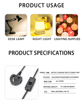 LED Switch Cable Line Modulator Lamp Line ON/OFF Controller for Table Lamp EU/US Plug AC110V/220V Electricity Wire