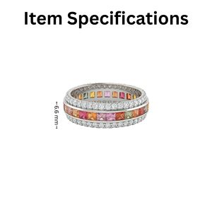 <b>Ruby</b> and Diamond Square Children's Luxury <b>Ring</b> in 92.5 Sterling Silver Rhodium Plated - Product Image 5