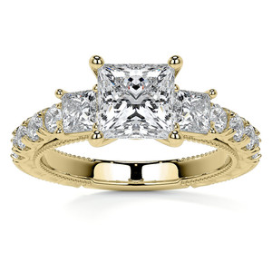 Anillo de compromiso de oro blanco de 9k-18k con diamante cultivado en laboratorio, corte princesa, con detalles en espiral, para mujer, para usar en fiestas. - Product Image 3