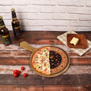 Plateau rond décoratif de luxe en bois et émail, fait main, moderne, durable, de qualité alimentaire, pour la maison et la restauration - Product Image 1