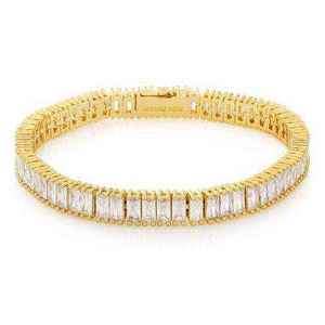 Pulsera de tenis de oro macizo de 18K con diamantes de talla baguette y engaste de canal, joyería clásica de boda para mujer, certificada por GIA - Product Image 2