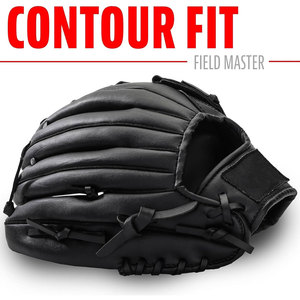 Gant de baseball à doigts entiers en cuir noir, avec fermeture auto-agrippante, antidérapant, pour droitier, pour adulte, toutes saisons - Product Image 5