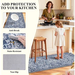 Set di 3 Tappeti da Cucina Boho Floreali, Antiscivolo e Lavabili, Stile Rustico - Product Image 1