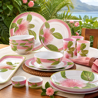 Collection de vaisselle classique bleue à motifs floraux, vaisselle durable pour les hôtels, les restaurants, les buffets, la restauration, la maison, ensemble de vaisselle en mélamine