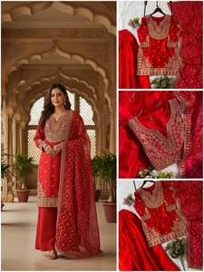 ชุดเสื้อปักลายผ้าไหมเฟนดี้สำเร็จรูปพร้อมกางเกงพลลาโซและผ้าคลุมไหล่ - ชุดสำหรับงานปาร์ตี้ ยืดหยุ่นได้และไม่ยับง่าย - Product Image 2