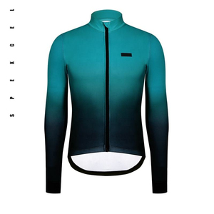 Maillot de cyclisme léger coupe-vent en polyester et élasthanne extensible dans quatre directions, à manches longues, avec fermeture éclair et poches arrière – Vente chaude - Product Image 1