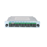 1x9 LGX Optical PLC Splitter Module Card Insertion SC/APC Uneval Cassette Box 9 Ports Fiber for FTTH 3G 4G Networks