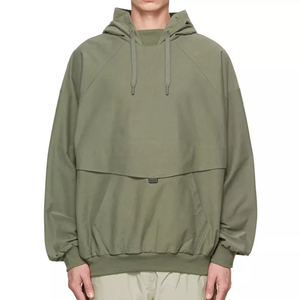 Sudadera con Capucha de Algodón Lavado de Gran Tamaño para Hombre, Manga Corta, Estilo Urbano, Proveedor de Ropa, Sudadera Personalizada OEM - Product Image 1