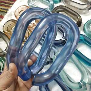 Décoration murale en chaîne de résine bleue translucide, écran suspendu en acrylique, boucle en plastique, séparateur de pièce, panneaux de décoration intérieure - Product Image 2