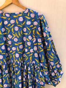 Robe midi en coton écologique à motifs floraux pour femme, robe personnalisée, tenue décontractée d'été, imprimée au bloc, vêtement de plage, vêtement de nuit, vente en gros - Product Image 2