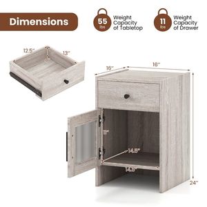 Comodino con Cassetto e Armadietto, Arredamento Pratico per la Casa - Product Image 5