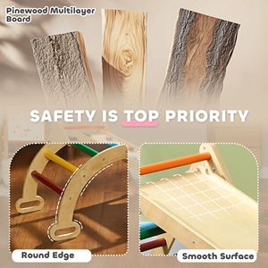 Set Triangolo di Pikler 5 in 1 Multicolore in Legno per Bambini 18-48 Mesi, per Strutture da Arrampicata e Giochi al Chiuso - Product Image 5