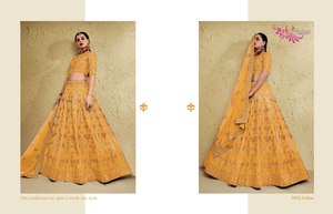 Inaya <b>Red</b> Silk Embroidered <b>Lehenga</b> Set for Wedding Traditional Indian Pakistani Women Floor-Length Regular Fit Quick Dry All - Product Image 2