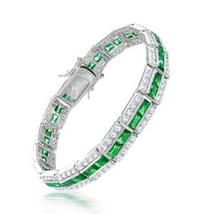 Pulsera CZ verde de joyería de fiesta nupcial clásica para mujer - Product Image 2