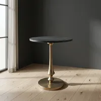 Table d'appoint moderne en marbre noir avec base en métal, table d'appoint de luxe pour la décoration du salon