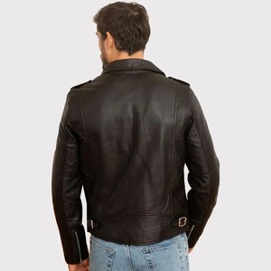Black Men's Leather <b>Biker</b> <b>Jacket</b> - Bold Style, Ultimate Durability - Product Image 2