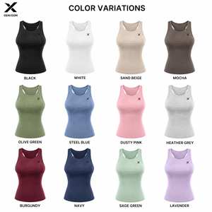 X Women's Solid Color Knitted Tank <b>Tops</b> Breathable Quick Dry Sporty Style O-Neck Regular Length Spandex Cotton Blend Front Logo - Product Image 3
