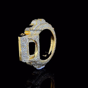 Boîtier de montre de luxe plaqué or avec diamants Moissanite, style Hip Hop, pour homme, personnalisable, bijoux - Product Image 5