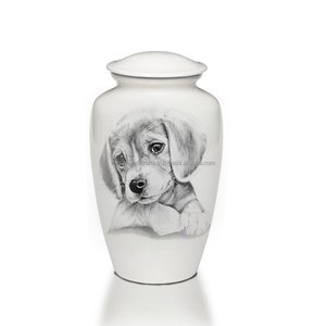 Urnes de crémation pour animaux de compagnie urnes commémoratives faites à la main classique blanc brillant chiot conception urne de crémation pour animaux de compagnie - Product Image 6