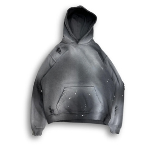 Sweat-shirt à capuche personnalisé noir en coton épais pour homme - Product Image 6