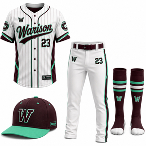 Customized Unisex Baseball Complete Uniform Set White Color 100% Polyester Breathable Baseball Uniform Kit - Product Image 3