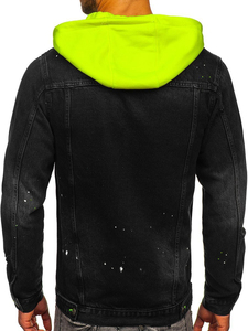 Men's Retro Winter Hooded <b>Denim</b> <b>Jacket</b> Waterproof Hip Hop Style Street Casual Outerwear with Fur Decoration - Product Image 2