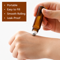Flacon roll-on en verre ambré de 10 ml avec bille en acier pour l'emballage d'huiles essentielles