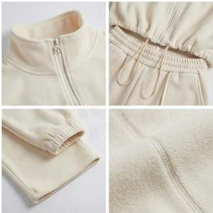 Ensemble polaire 2 pièces North Approach avec fermeture éclair intégrale sur le devant, couleur crème unie, pantalon de survêtement pour femme, vêtements de sport - Product Image 4