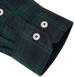 Chemise en flanelle unie à manches longues pour homme, coupe classique, vert et bleu marine, 100% coton respirant, de haute qualité - Product Image 2