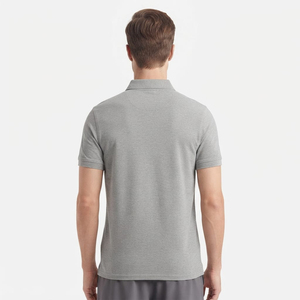 Polo pour homme de haute qualité, personnalisé, en coton uni, brodé, imprimé, gris - Product Image 4