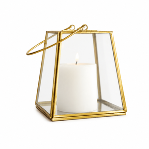 Handmade <b>Brass</b> <b>Lantern</b> Modern Geometric Glass Candle Holder for Wedding Decor and Home Gold Finish Decorative <b>Lantern</b> - Product Image 1