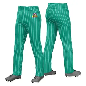 Men Pinstripe Printed Elastic Baseball Pant Loose-Fit Full Length Custom Sports Team Logo Sublimated Baseball Pant