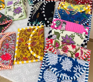 High Quality Cotton Quilted <b>Square</b> Bag With Flip Closure Lightweight And Multi Functional Pouches for Coin Card <b>Key</b> And Earbuds - Product Image 1