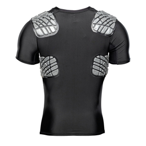 Camiseta de compresión acolchada de manga corta para hombre, protección de costillas en el pecho, capa base deportiva - Product Image 2