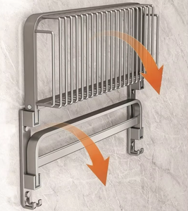 OEM/ODM Vietnam Modern Wall Mounted Towel Rack – Non Drill Space Aluminum Bathroom <b>Storage</b> Organizer - Product Image 2