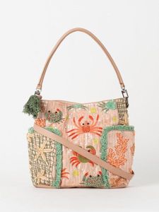 Bolso de mano de lino bordado con palmeras tropicales, estilo bohemio, con parte superior abierta, para compras, para todas las estaciones - Product Image 2
