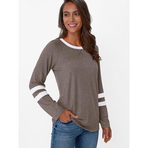 2025, camisetas de manga larga con cuello redondo para mujer, trajes casuales elegantes y elegantes en otoño, Camisetas Básicas de bloque de Color de talla XL a la moda - Product Image 2