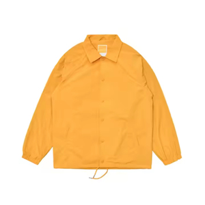 Men's Yellow Solid Color Shirt Jacket Turn-down Collar Breathable Casual Spring Regular Fit <b>Long</b> Sleeve Polyester <b>Coat</b> - Product Image 1
