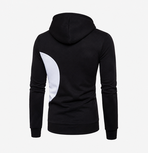 Men s <b>Black</b> White Color Block Pullover Hoodie Custom Streetwear Slim Fit Hooded Sweatshirt - Product Image 3