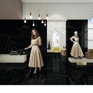 Carreaux de porcelaine Laurent Black 800x1600mm 10mm d'épaisseur, aspect marbre, haute brillance, résistants aux acides, pour sols et murs, pour intérieurs de luxe - Product Image 2