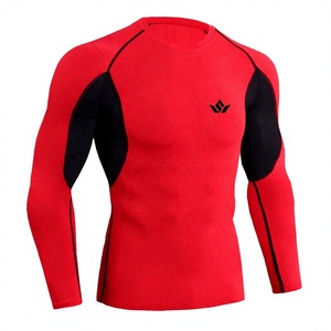 Men’s Red Long Sleeve <b>Compression</b> <b>Shirt</b> Quick Dry Breathable Stretch Athletic Base Layer Gym Training Workout Sports Top - Product Image 1