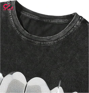 เสื้อยืดผู้ชายทรงโอเวอร์ไซส์สีเทา CARE MASTER ลายพิมพ์รูปภาพสีขาว คอกลม แขนสั้น สไตล์สตรีท ผ้าคอตตอนเจอร์ซีย์ ทรงพอดีตัว - Product Image 4