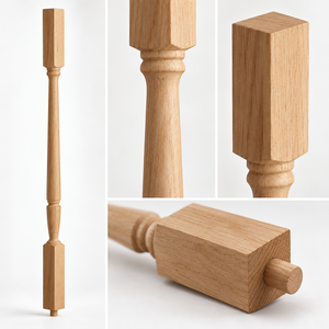 Balaustres y pasamanos modernos de madera de álamo |   Piezas de Escalera de Madera con Acabado Personalizado para Apartamento - Product Image 2