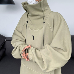 2023 Autumn Winter Men's Deconstruction Ninja Turtleneck Hoodie Techwear Patchwork Hip Hop Oversized Sweatshirts Black Size L - Product Image 2
